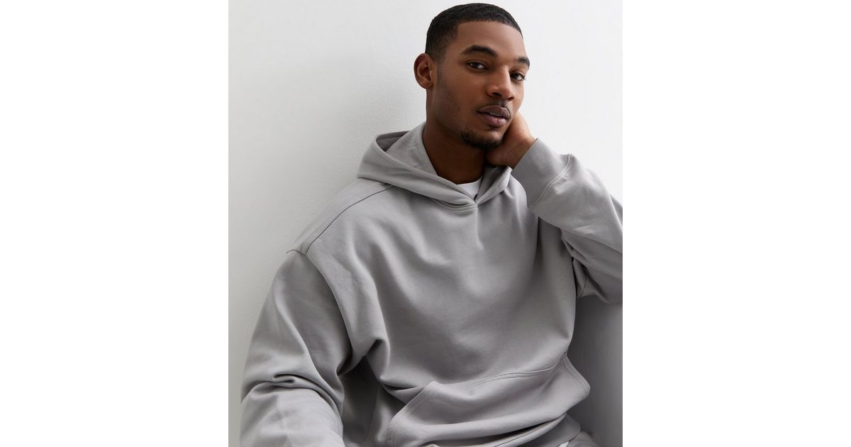 Graphic Print Cotton Hoodie Light Grey