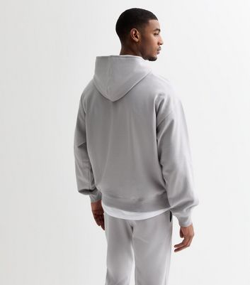 Men's Light Grey Pocket Front Oversized Hoodie New Look