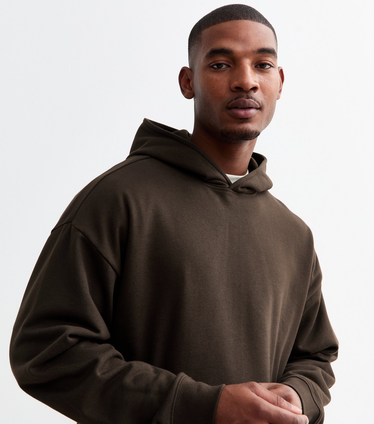 Men's Brown Oversized Cotton Blend Hoodie New Look