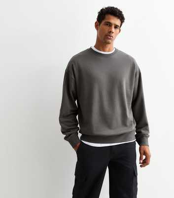 Dark Grey Oversized Crew Neck Sweatshirt