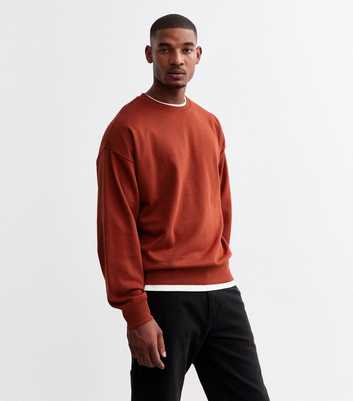 Red Oversized Crew Neck Sweatshirt