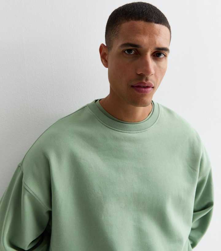 Light Green Oversized Crew Neck Sweatshirt