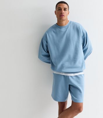 Men's Light Blue Oversized Crew Neck Sweatshirt New Look