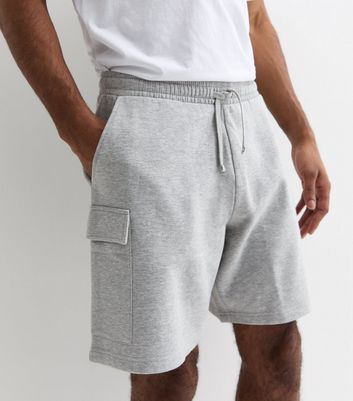 Men's Grey Marl Relaxed Fit Jersey Cargo Shorts New Look