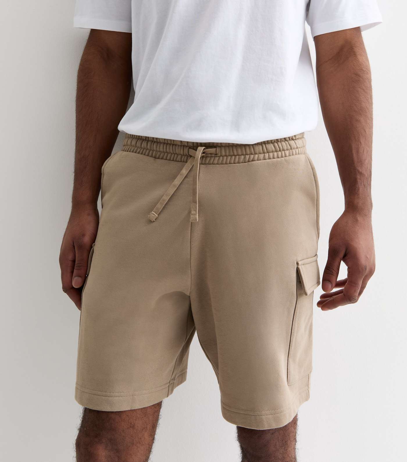 Stone Relaxed Fit Jersey Cargo Shorts Image 2