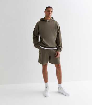Khaki Relaxed Fit Jersey Cargo Shorts