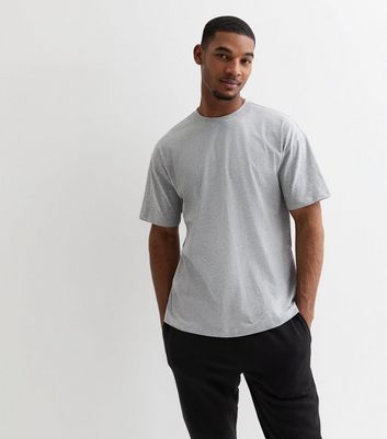 Men's Grey Marl Crew Neck Oversized T-Shirt New Look