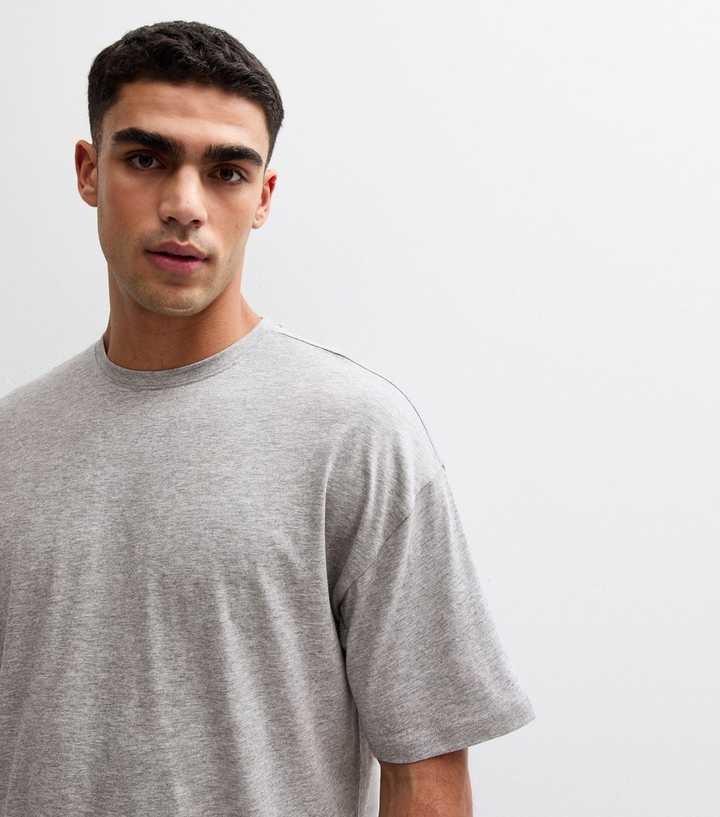 Grey Marl Crew Neck Oversized T-Shirt
