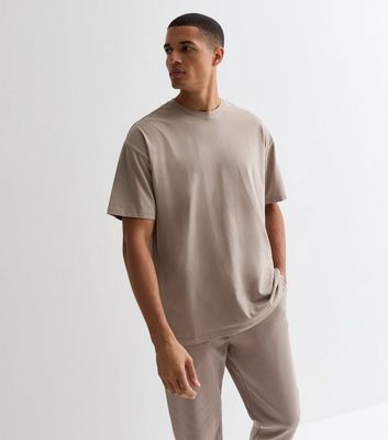 Men's Light Brown Cotton Crew Neck Oversized T-Shirt New Look