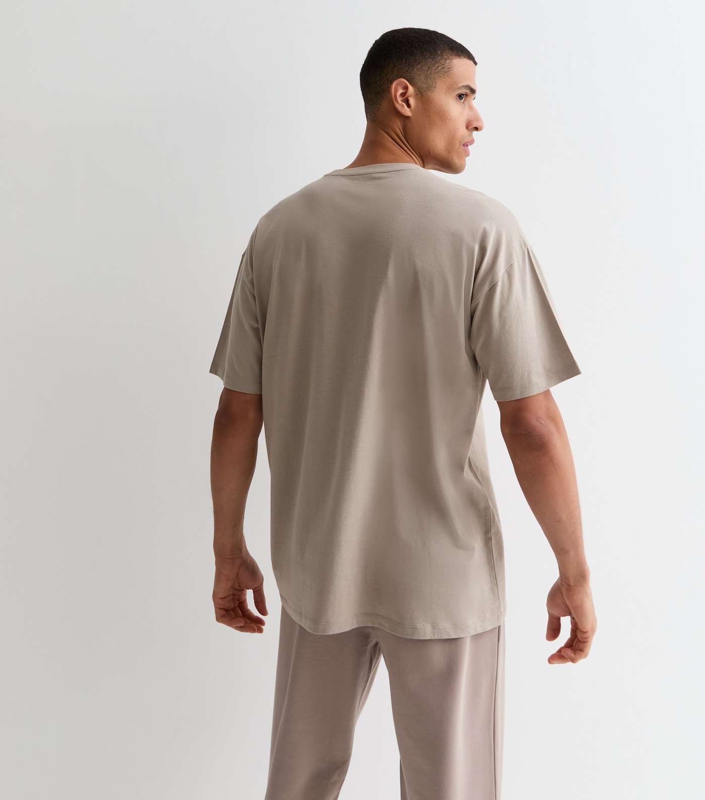 Light Brown Cotton Crew Neck Oversized T-Shirt Image 4