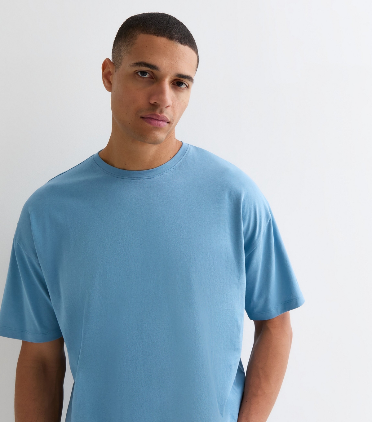 Men's Blue Crew Neck Oversized T-Shirt New Look