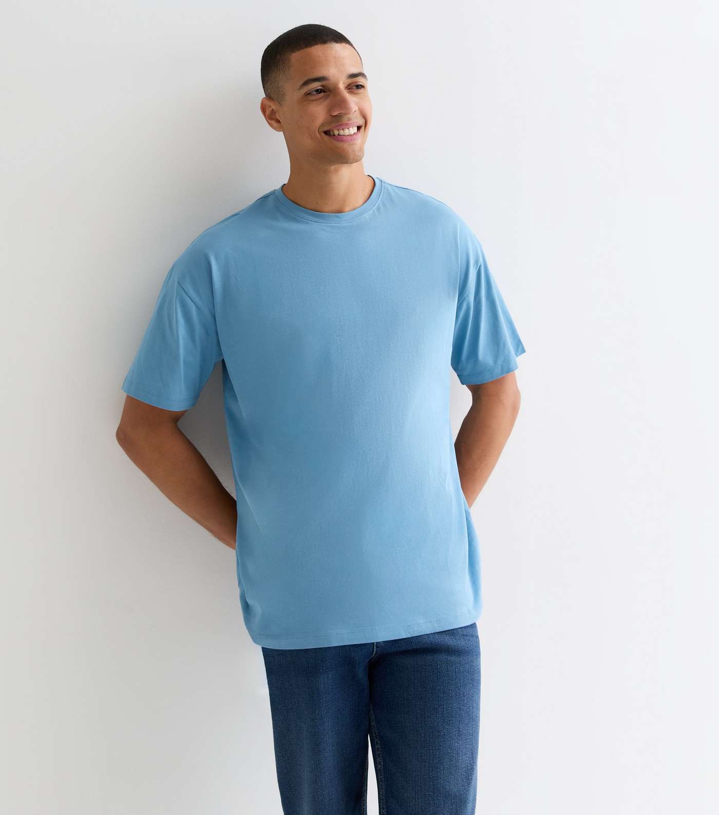 Blue Crew Neck Oversized T-Shirt Image 2