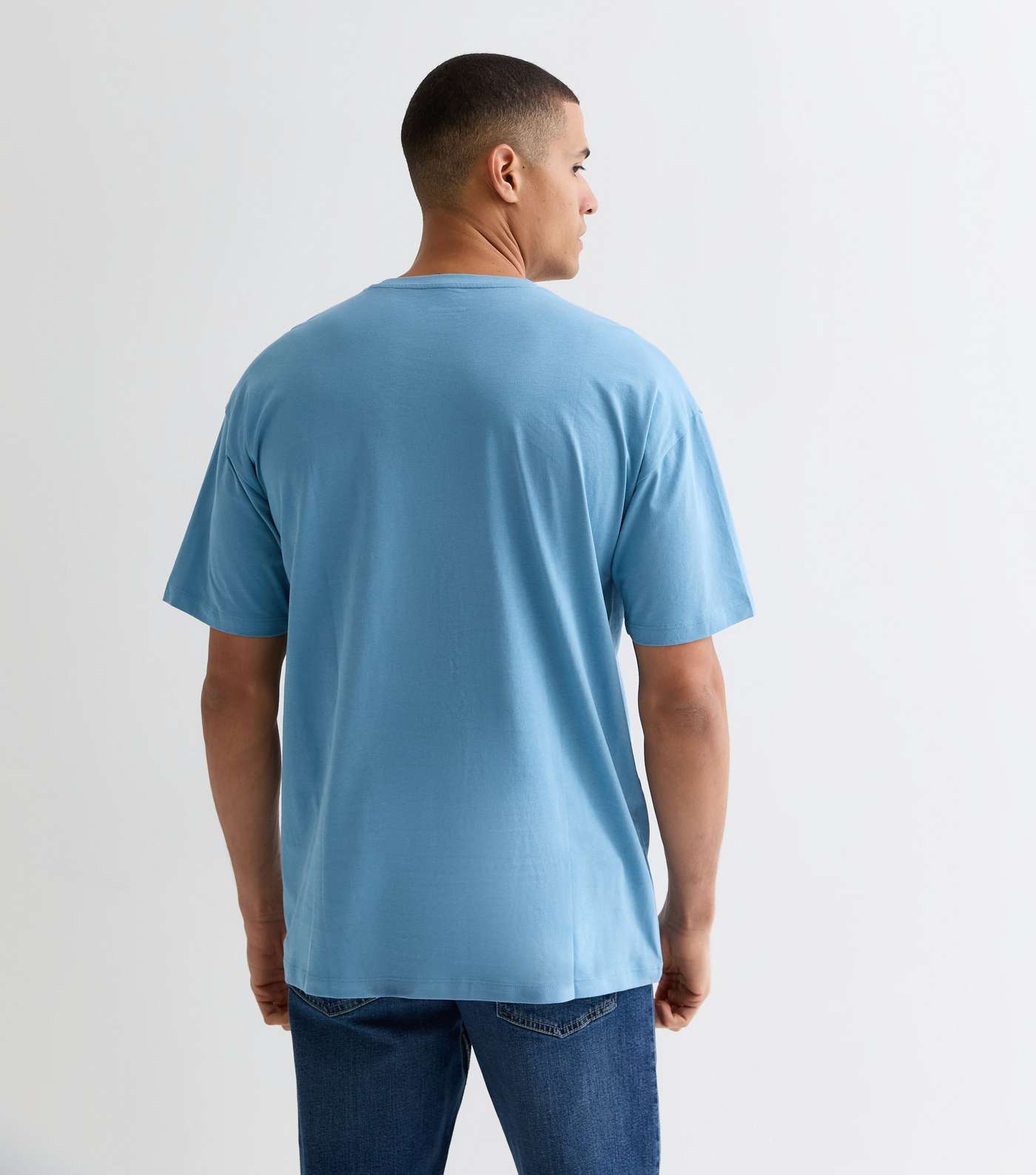 Blue Crew Neck Oversized T-Shirt Image 4