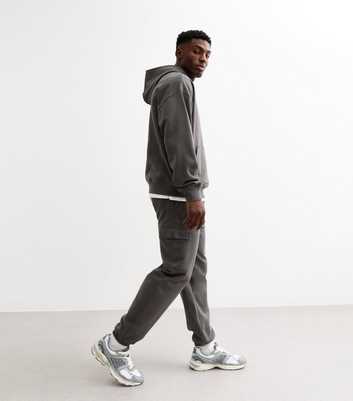 Dark Grey Regular Jersey Cuffed Cargo Joggers