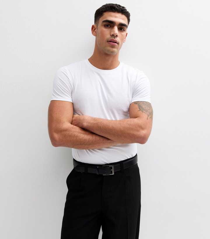 White Cotton Muscle Fit T-Shirt