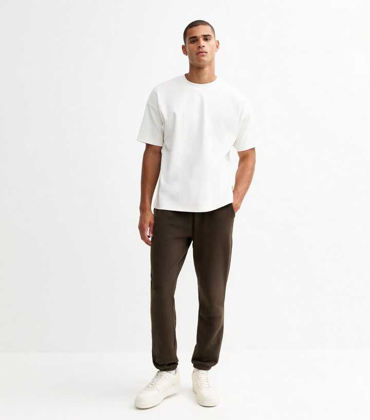 Dark Brown Regular Fit Jersey Joggers