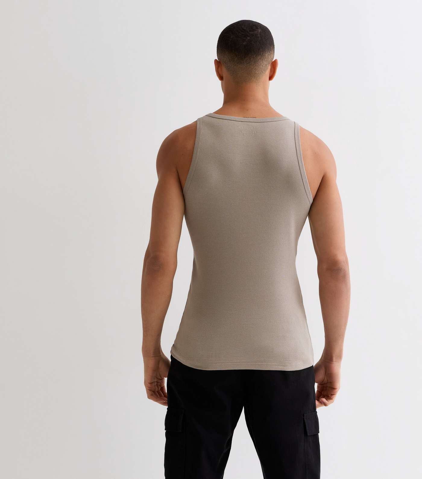Stone Ribbed Jersey Muscle Fit Vest Image 4
