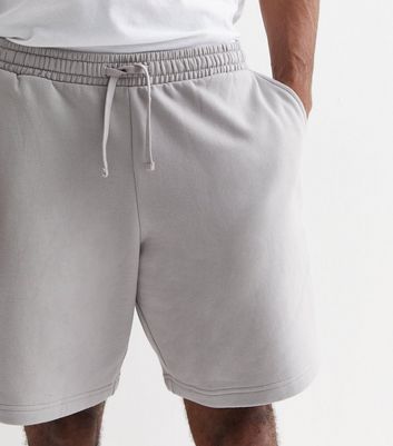 Men's Pale Grey Relaxed Fit Drawstring Jersey Shorts New Look