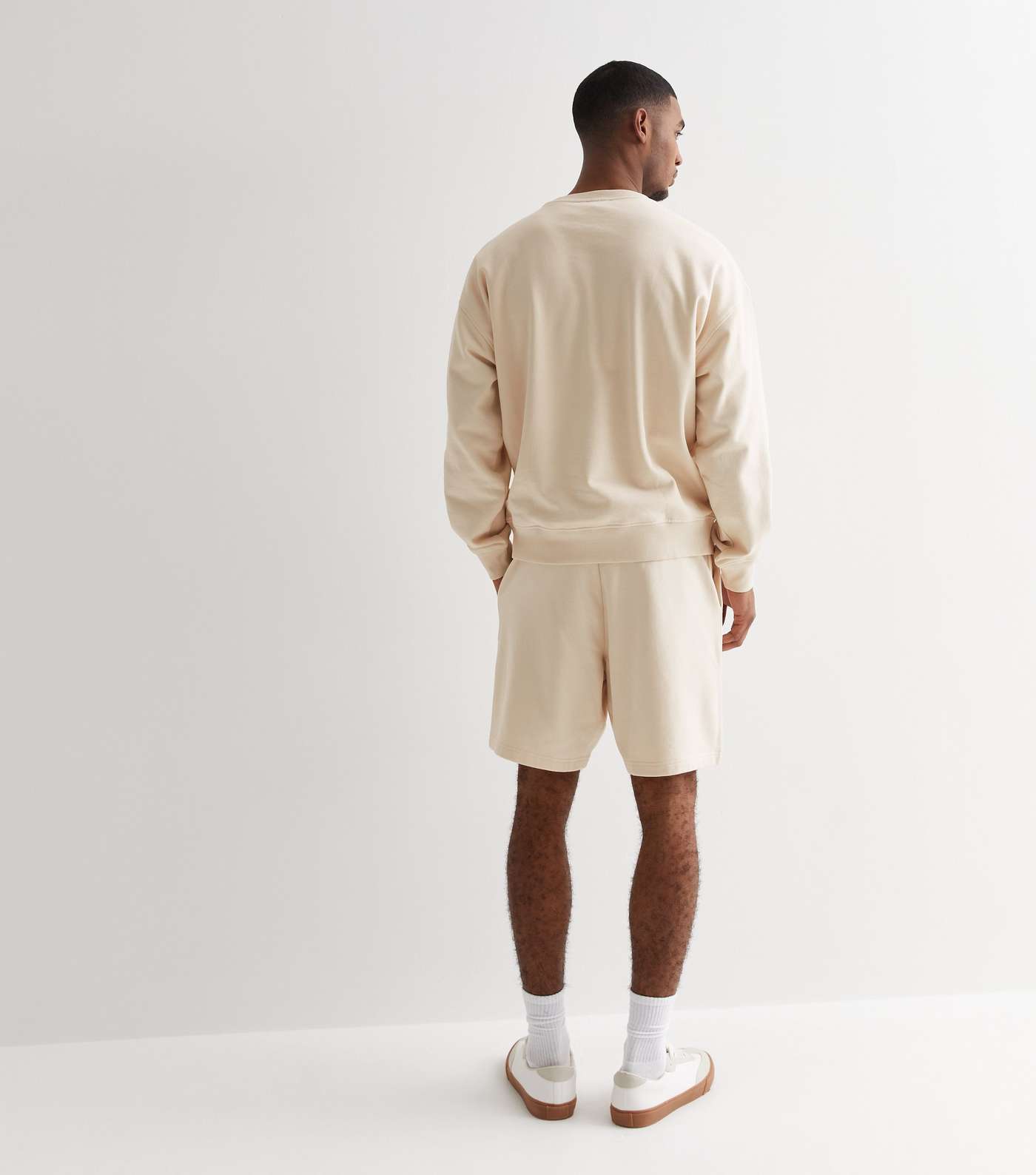 Off White Relaxed Fit Drawstring Jersey Shorts Image 4