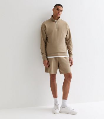 Men's Mink Drawstring Jersey Shorts New Look