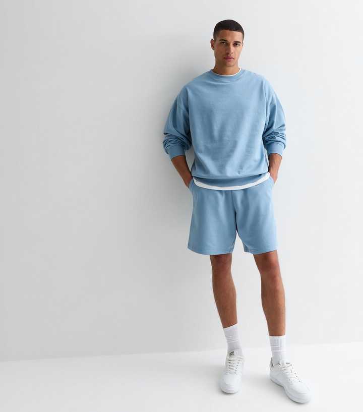 Light Blue Relaxed Fit Drawstring Jersey Shorts | New Look