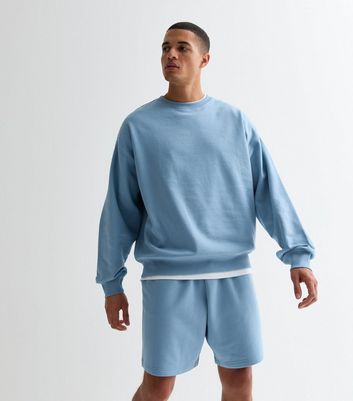 Men's Light Blue Drawstring Jersey Shorts New Look