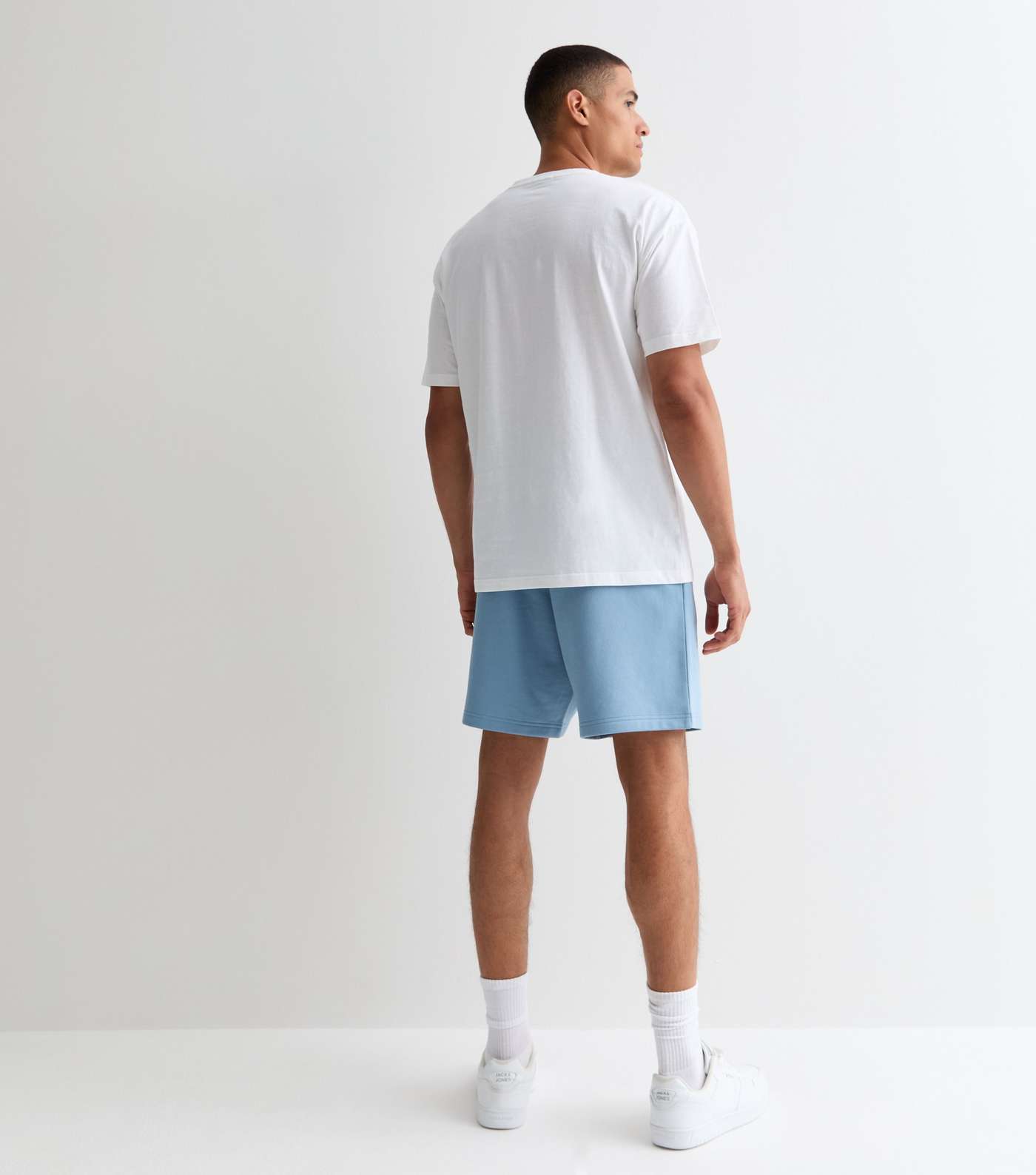 Light Blue Relaxed Fit Drawstring Jersey Shorts Image 4