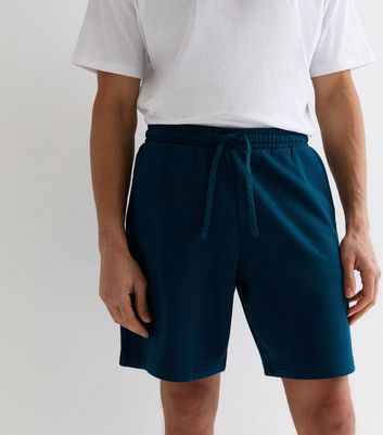 Men's Blue Drawstring Jersey Shorts New Look