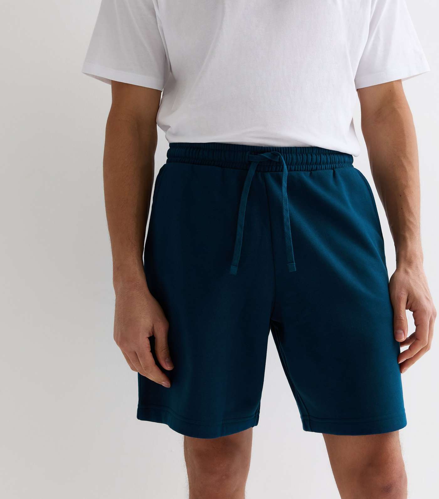 Blue Relaxed Fit Drawstring Jersey Shorts Image 2