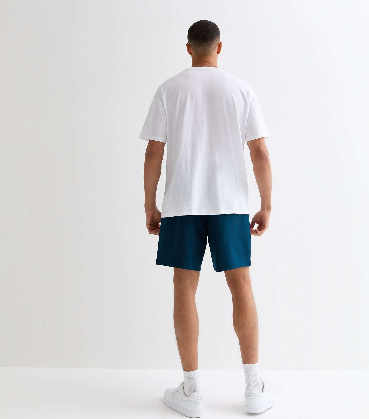 Blue Relaxed Fit Drawstring Jersey Shorts Image 4