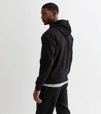 Men's Black Pocket Front Hoodie New Look