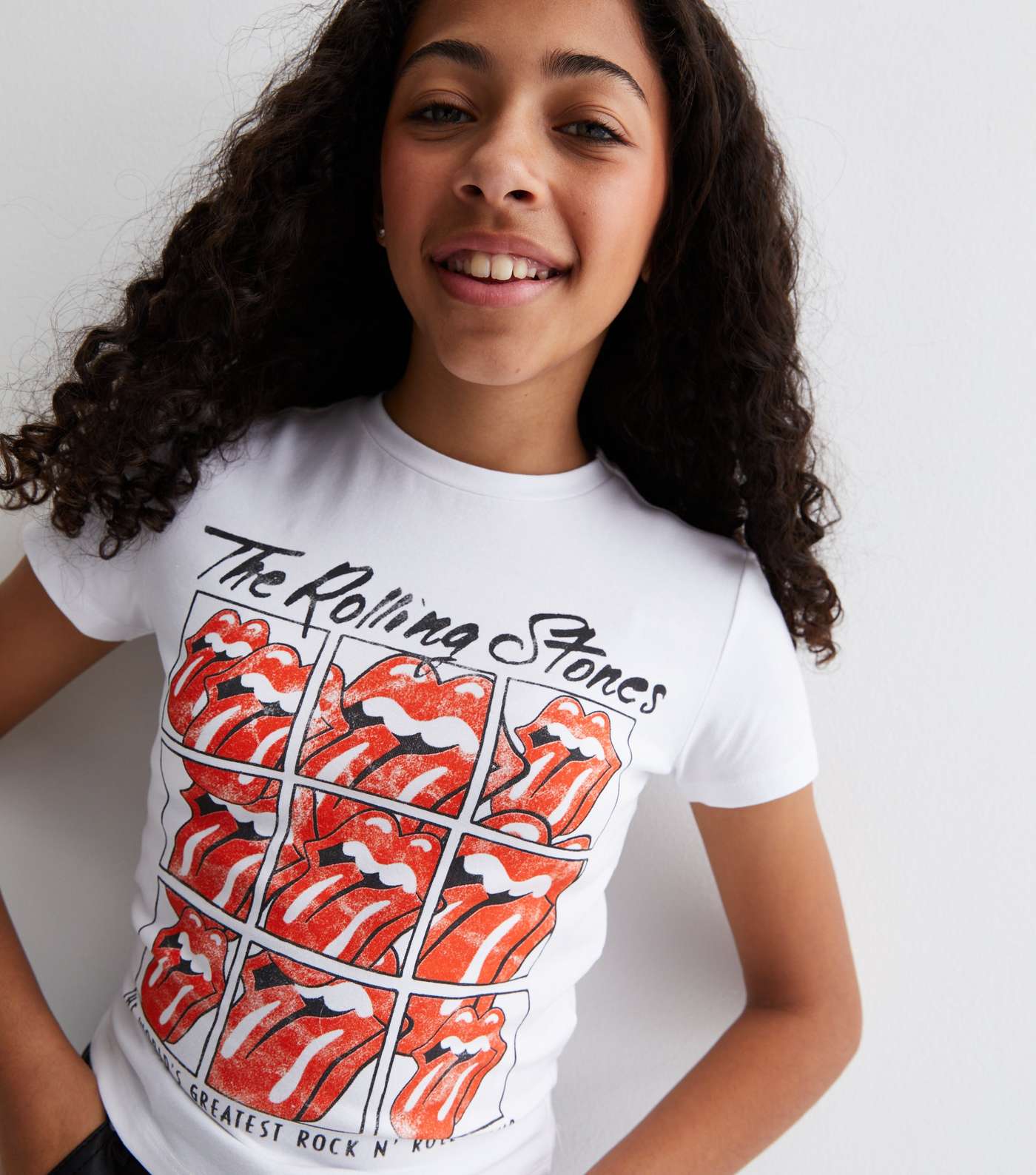 Girls White The Rolling Stones Crop Logo T-Shirt