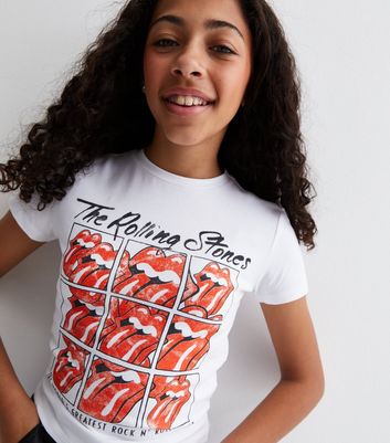 Girls White The Rolling Stones Crop Logo T-Shirt | New Look