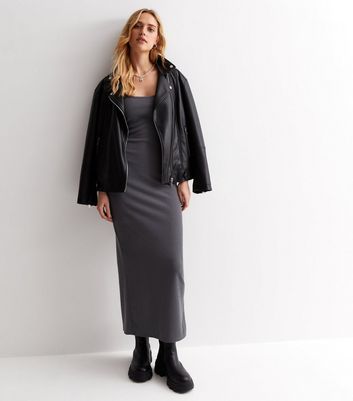 Plus Size Faux Leather Strappy Midi Dress