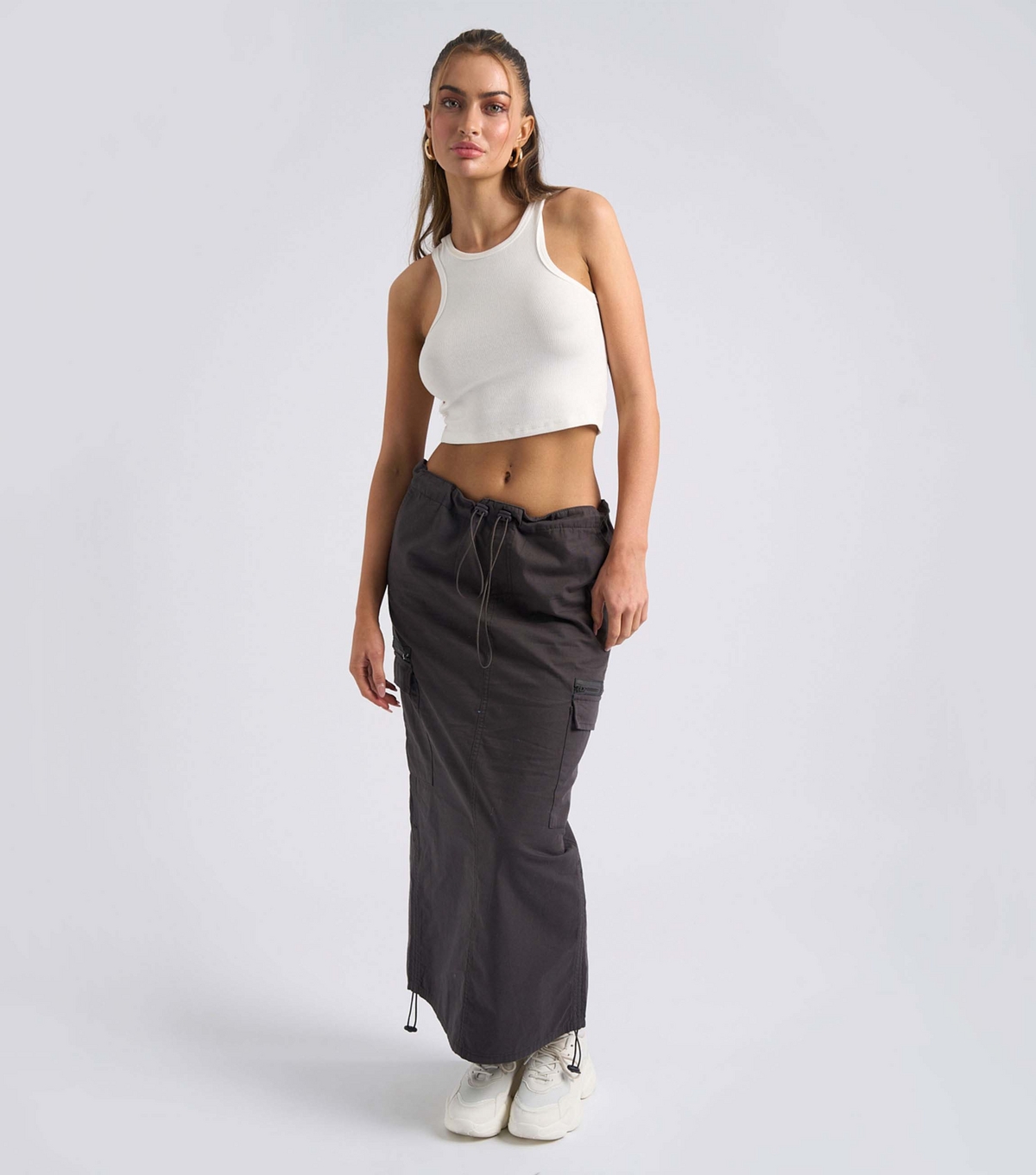 Women's Dark Grey Parachute Midi Skirt Urban Bliss New Look