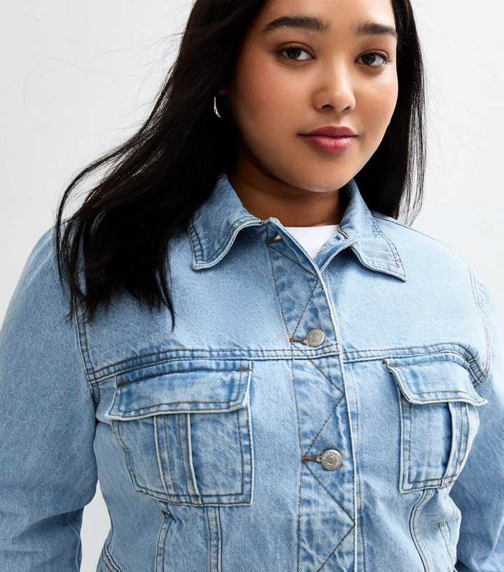 Urban Bliss Curve Blue Long Sleeve Denim Jacket