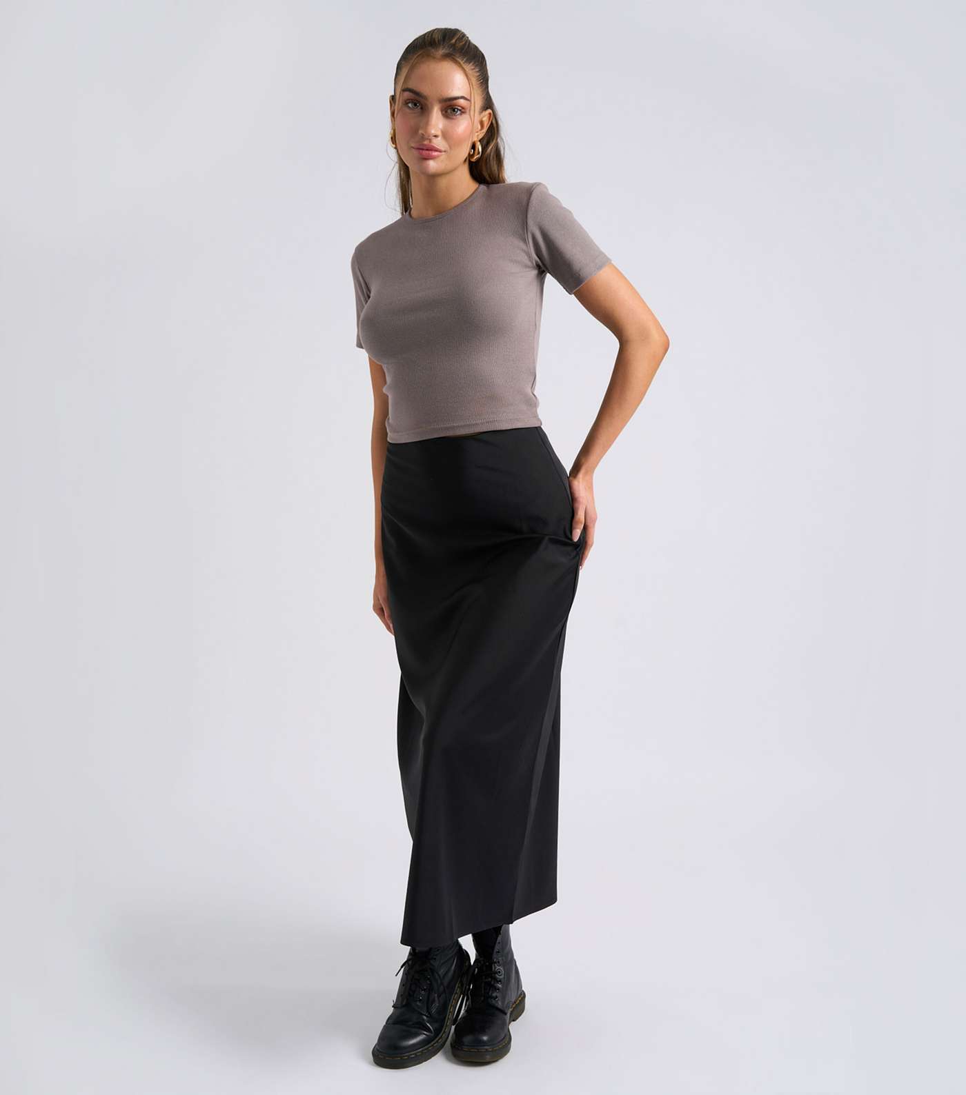 Urban Bliss Black Satin Maxi Skirt Image 2