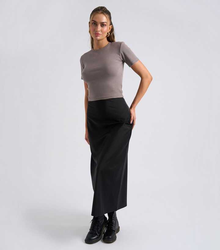 Urban Bliss Black Satin Maxi Skirt