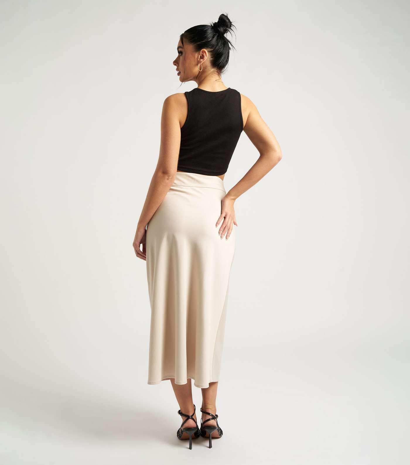 Urban Bliss Stone Satin Midi Skirt Image 4