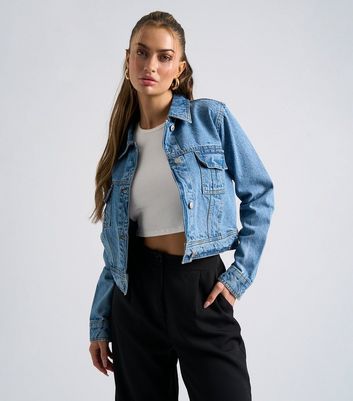 Urban Bliss Blue Denim Crop Jacket New Look