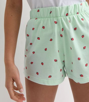 Girls White Cotton Berry Tired Logo Short Pyjama Set New Look