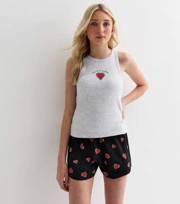 Girls Grey Short Pyjama Set with Watermelon Logo