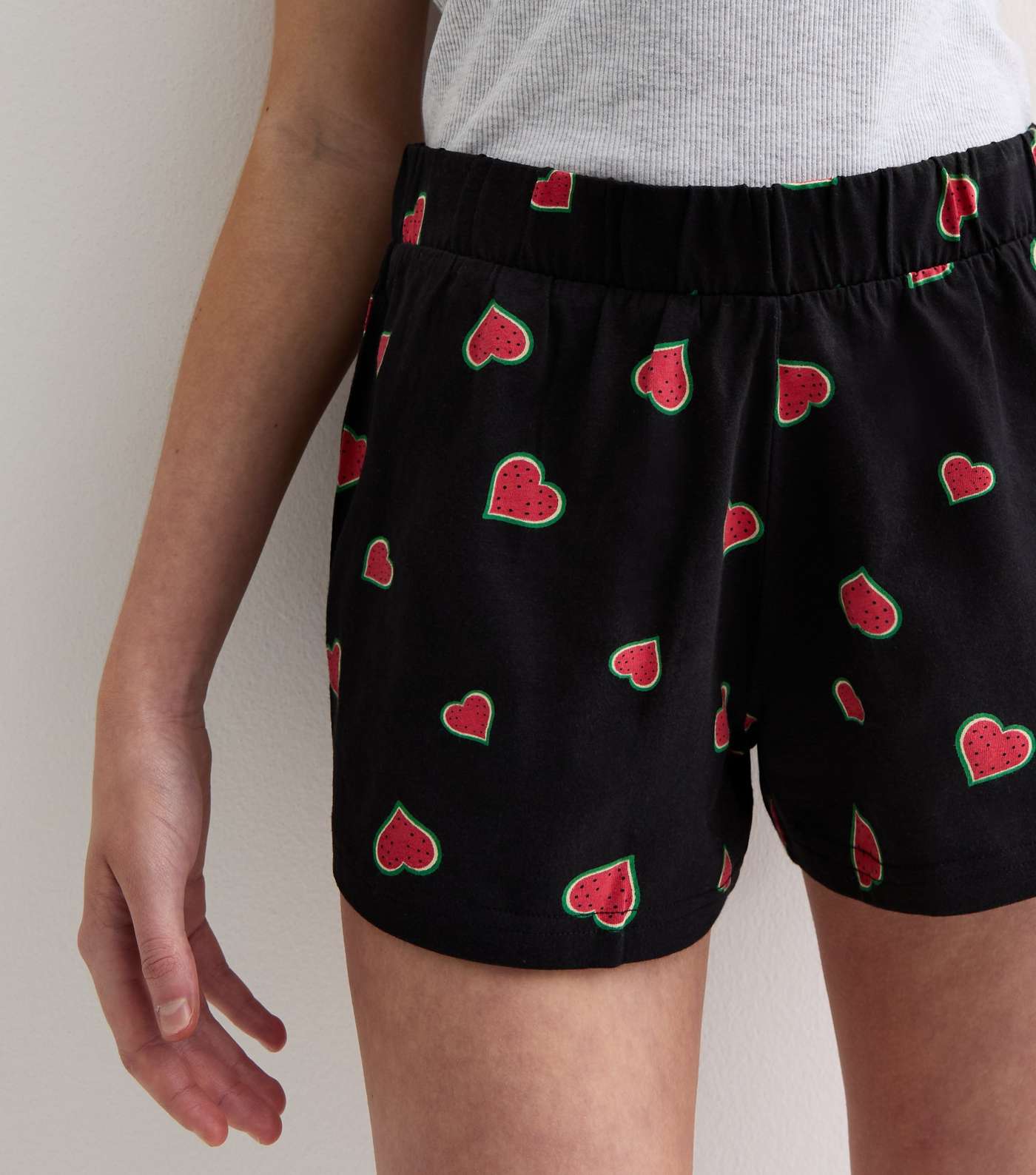 Girls Grey Short Pyjama Set with Watermelon Logo Image 3