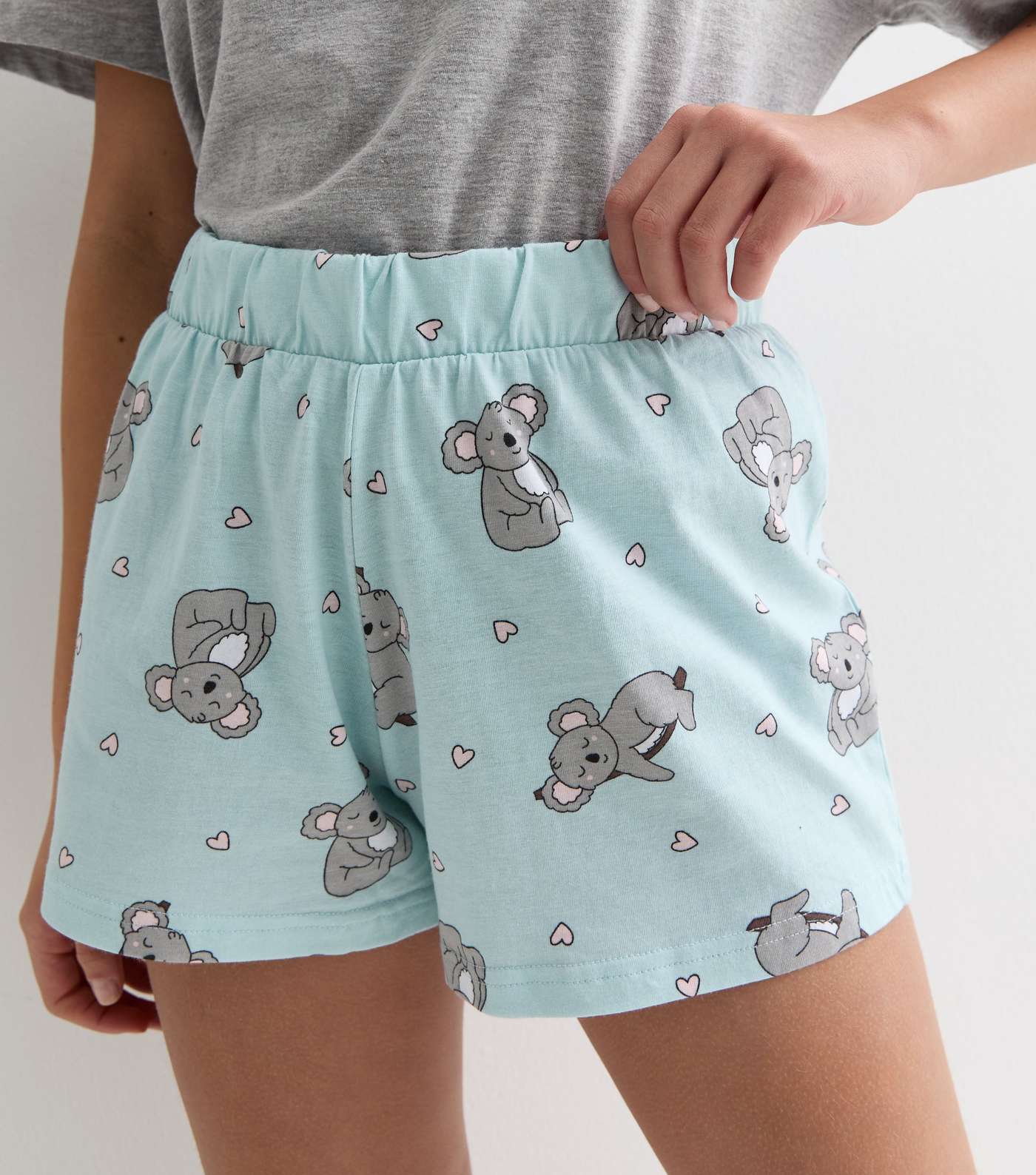 Girls Light Grey Koala Print Short Pyjama Set Image 3