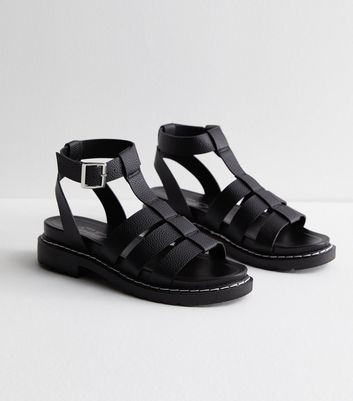 Black chunky outlet flat sandals