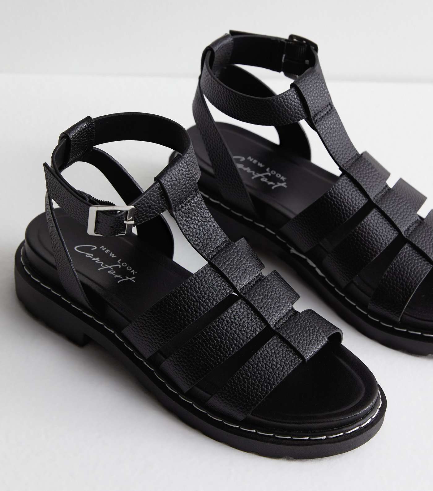 Black Chunky Multi Strap Sandals Image 4