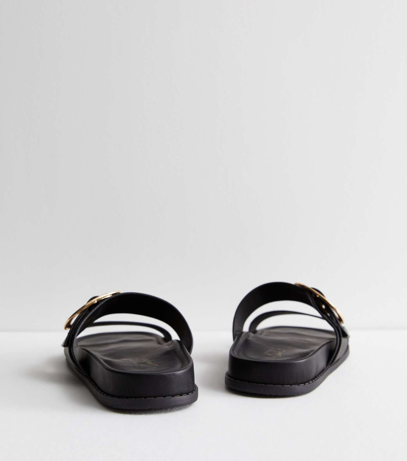 Black Buckle Double Strap Sandals Image 4