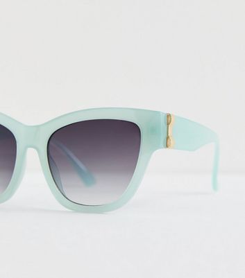 Pale Blue Square Frame Sunglasses New Look