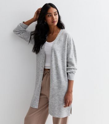 Pale Grey Knit Midi Cardigan New Look