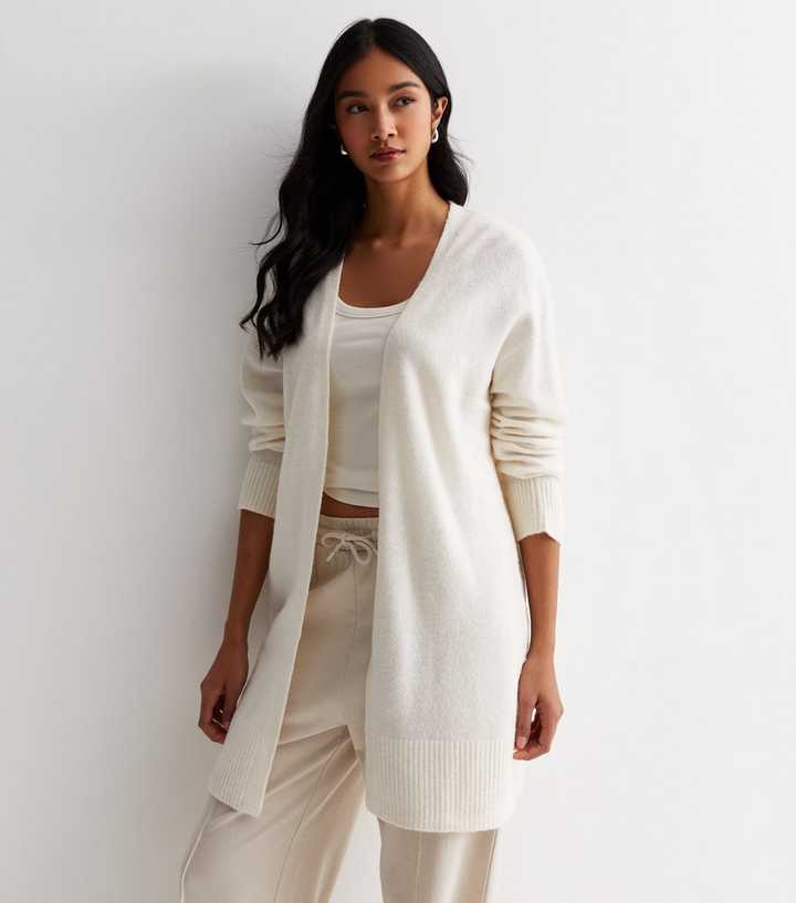 Off White Knit Midi Cardigan